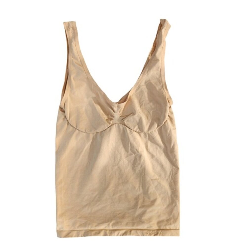 Jockey Shaping Tank Top XL Beige‎ Built-In Bra Sleeveless Layering